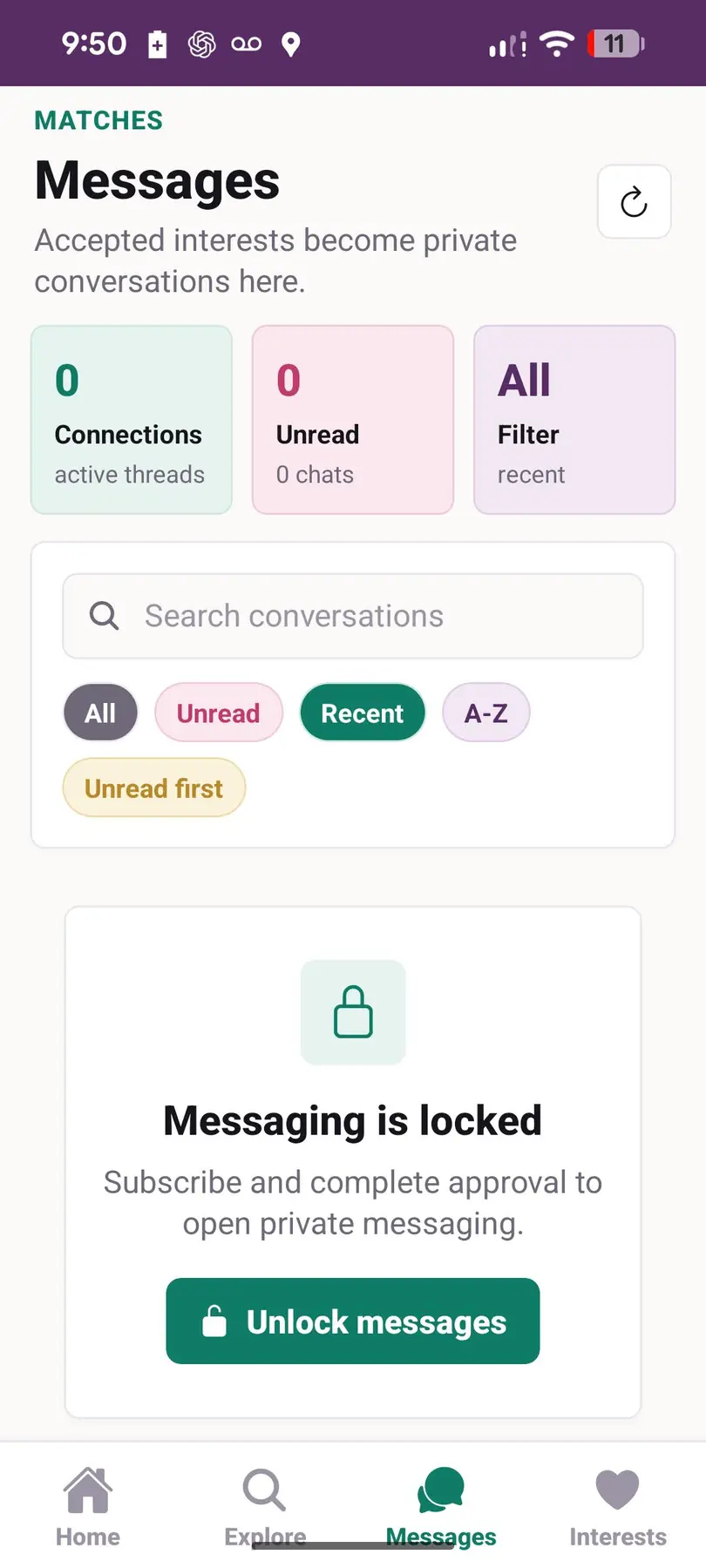 Hijrah Nikah mobile matching screen
